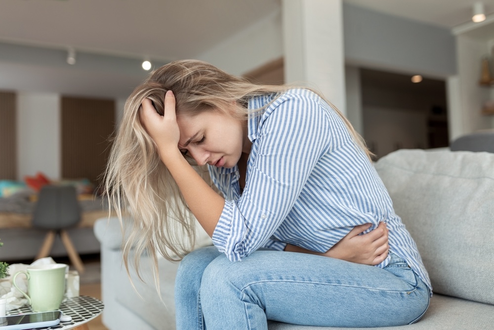 Woman struggling with depression and addiction