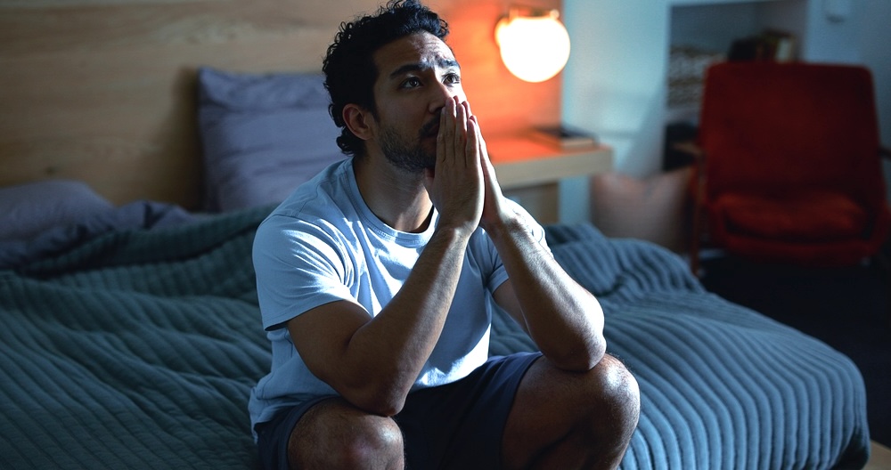 Male in the bedroom with anxiety disorder